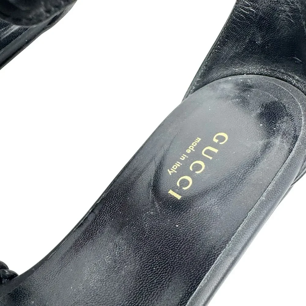 Gucci Horsebit Gladiator Sandals Braided Leather Ankle Cuff Size 37 Black - Picture 7 of 7